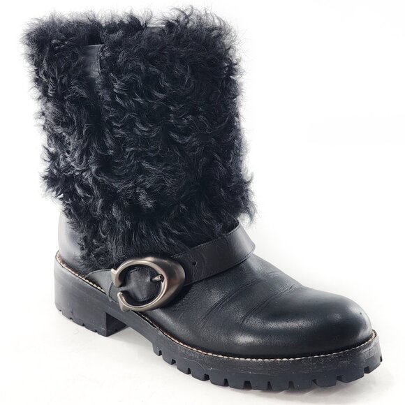 COACH Leighton Bootie Shearling Lamb Fur - Picture 1 of 9